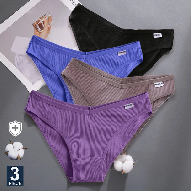 3PCS/Set M-XXL Women Sexy Cotton Panties