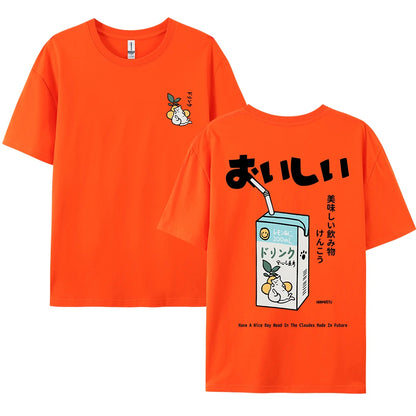 Cute Japanese Cat Print Oversized T-shirt