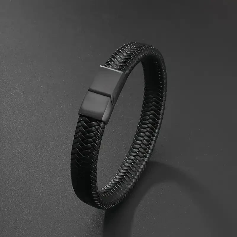 Black PU Leather Magnetic Bracelet