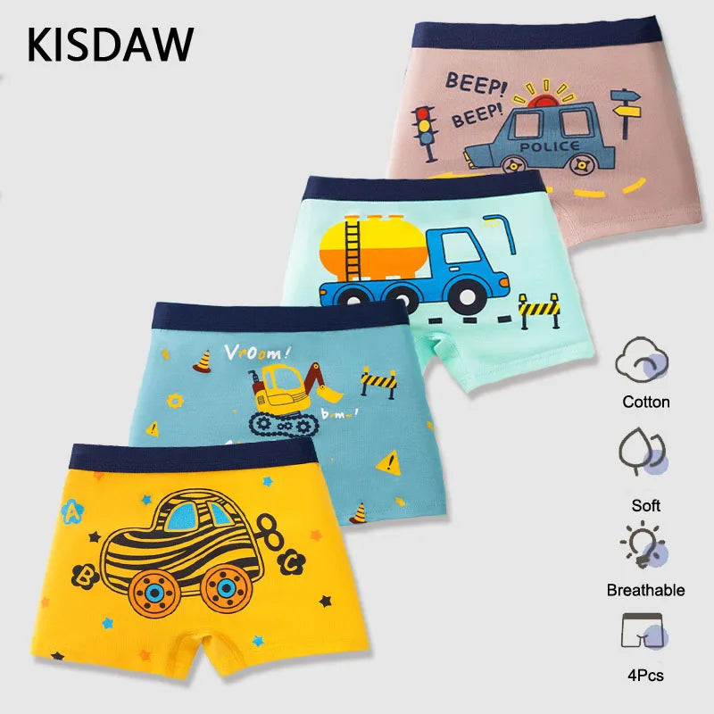 4 Pcs/Lot Children Panties Cotton Underwear For Boys