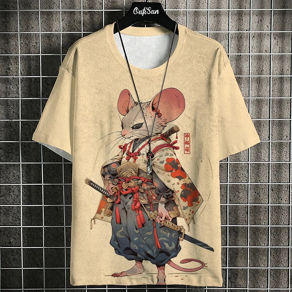 Unisex 2024 T Shirt Japanese Samurai Cat 3d