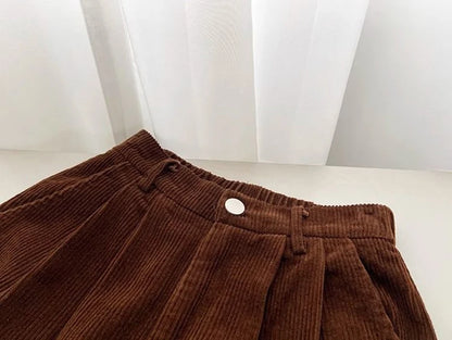 Retro High Waist Corduroy Pants