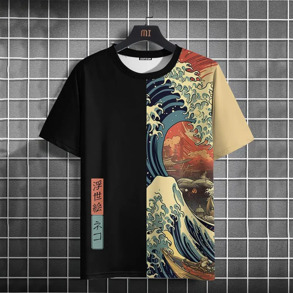 Unisex 2024 T Shirt Japanese Samurai Cat 3d