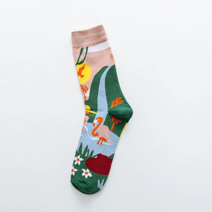 Colorful Print Socks Women