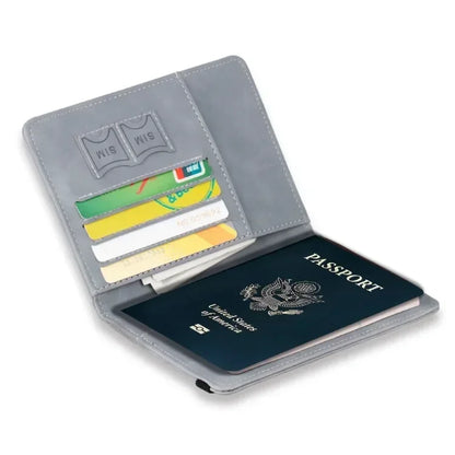 RFID Blocking Leather Card Case Passport Holder