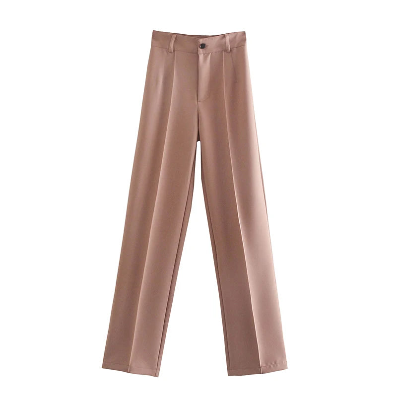 Women Chic Fashion Office Wear Straight Pants