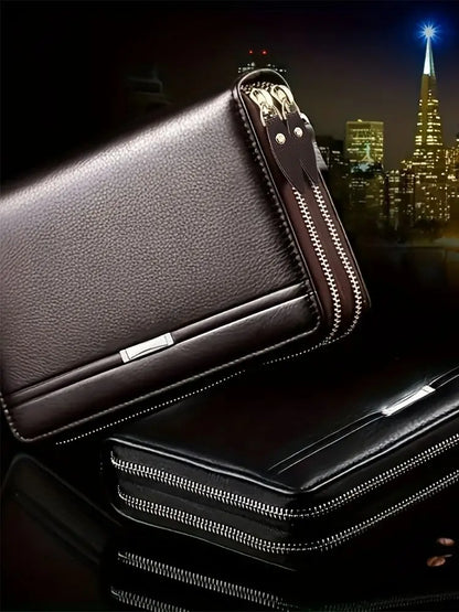 Men Wallet Long Purse Leather Clutch