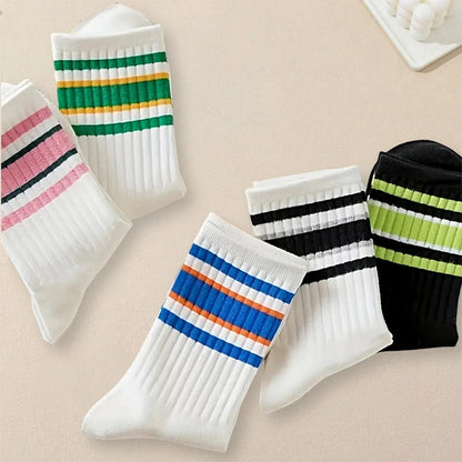 Men Parallel Bar Striped Socks (5 Pairs)