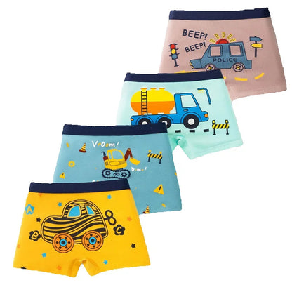 Multipack Cotton Boy Boxer Brief Fun Excavator Pattern Kids Boxers