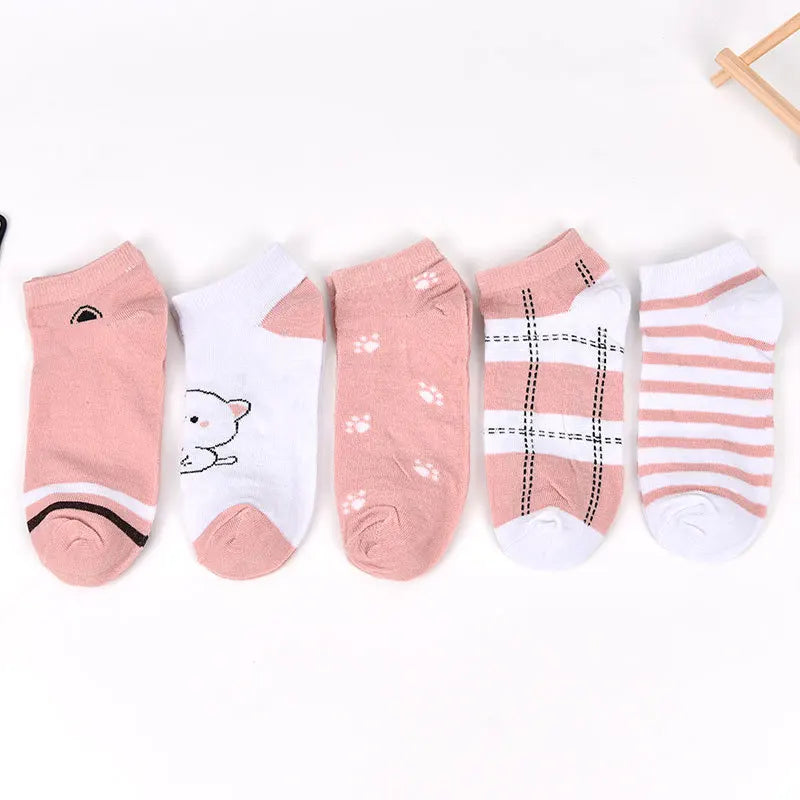 Cute Cat Socks For Women 5 Pairs