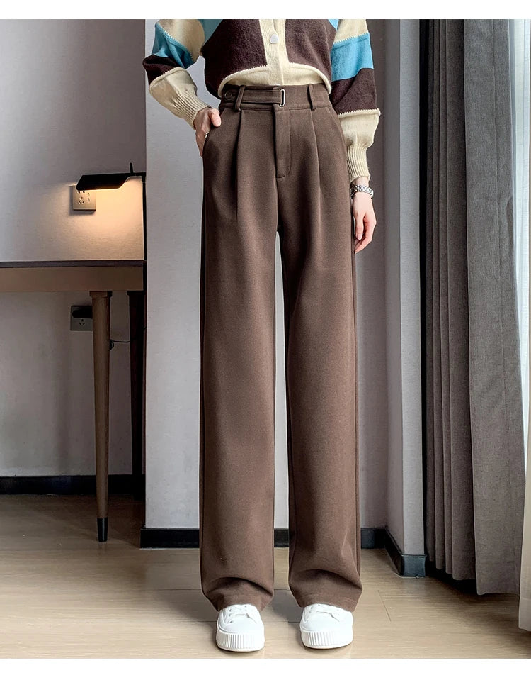 Thicken Woolen Casual Loose Full Length Pants