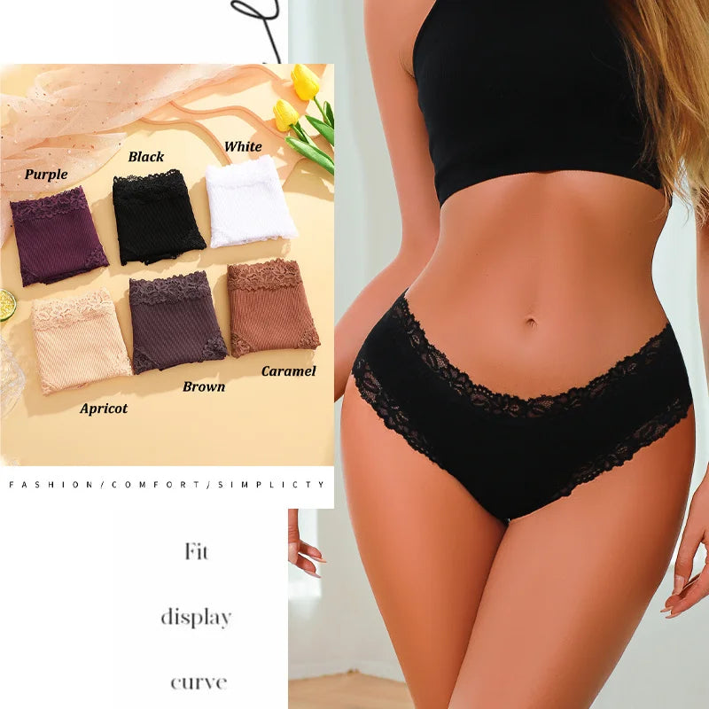 3PCS/Set Sexy Lace Cotton Panties