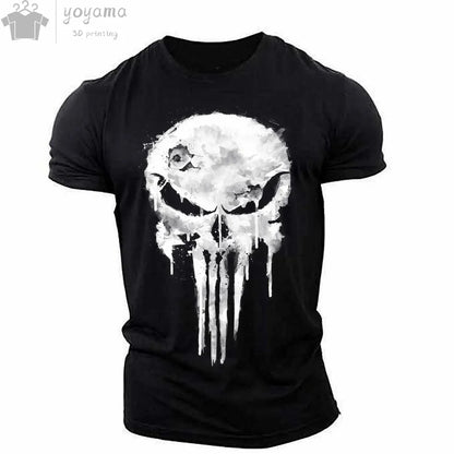 T Shirt 3d Print Military Patriotic Skull O-Neck