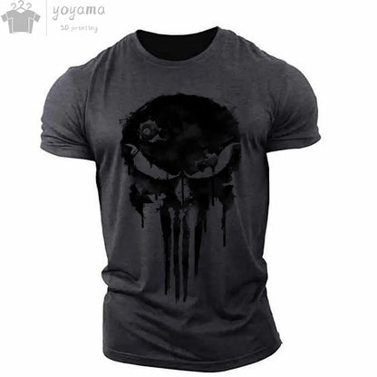 T Shirt 3d Print Military Patriotic Skull O-Neck