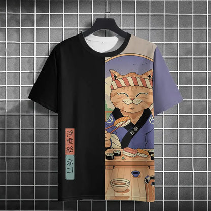 Unisex 2024 T Shirt Japanese Samurai Cat 3d