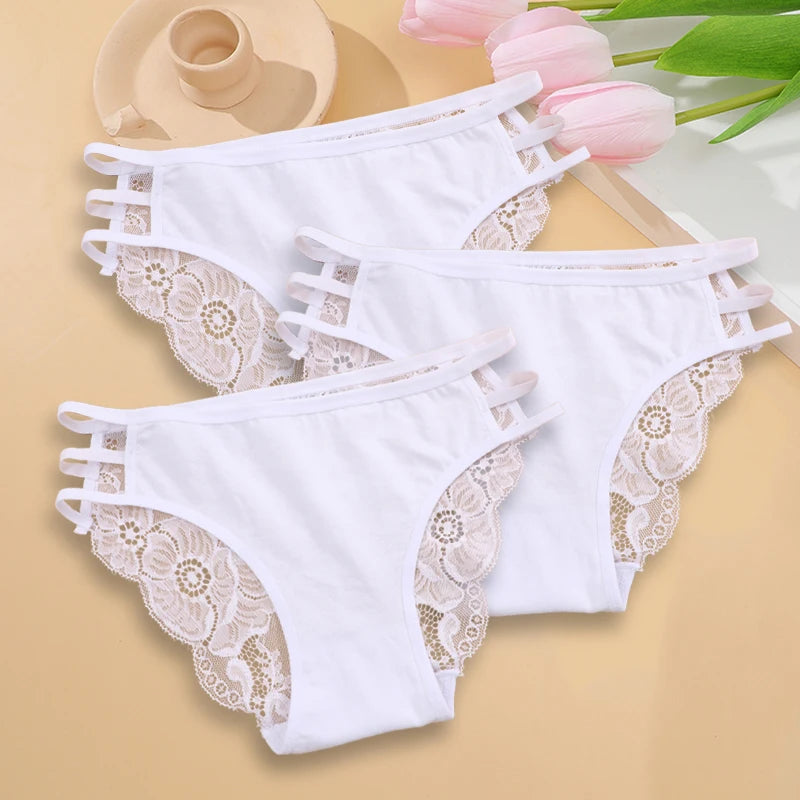 3PC/Set Women's Sexy Floral Lace Panties