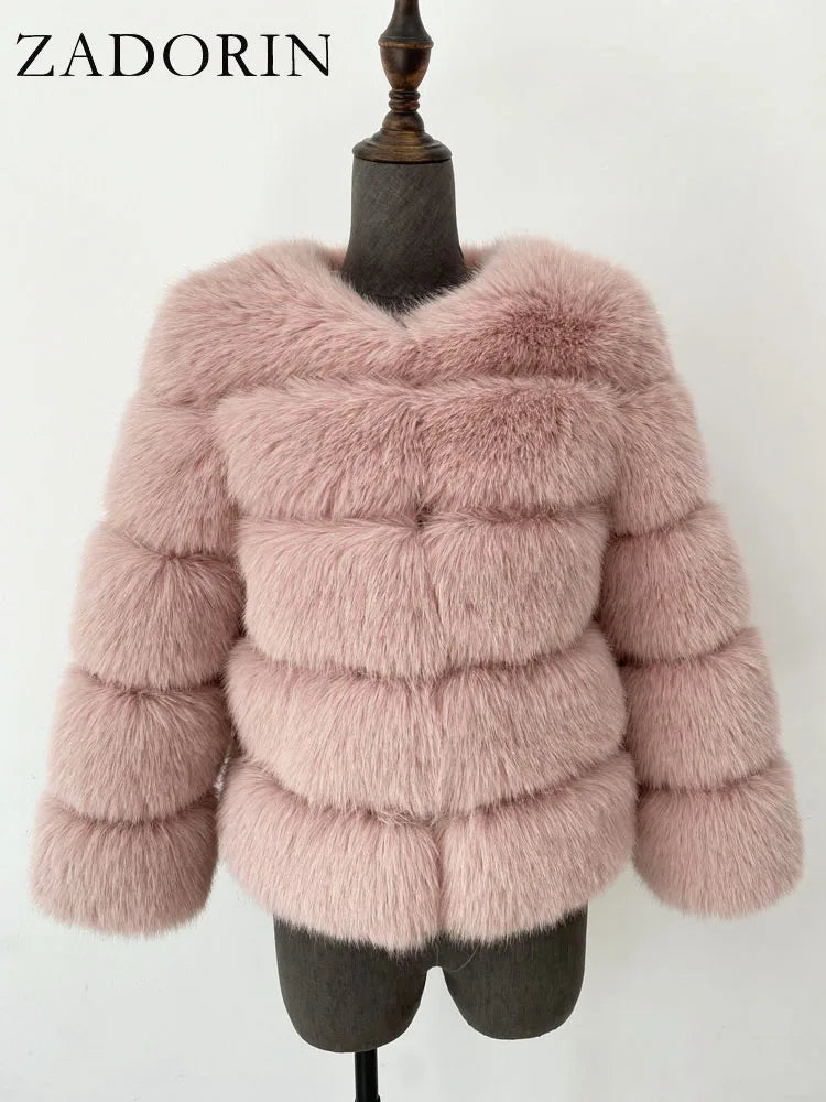 Mink Coats Autumn Winter Fluffy Black Faux Fur Coat