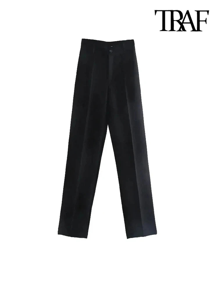 Women Chic Fashion Office Wear Straight Pants