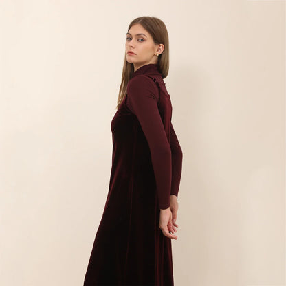 Women Velvet Cardigan and Strap Dress