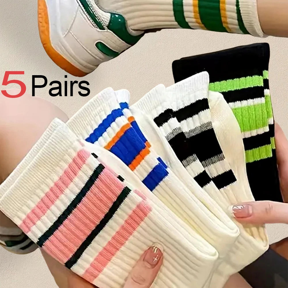 Men Parallel Bar Striped Socks (5 Pairs)