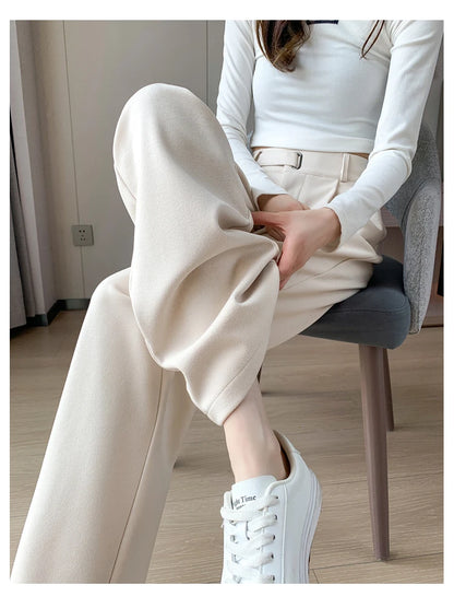 Thicken Woolen Casual Loose Full Length Pants