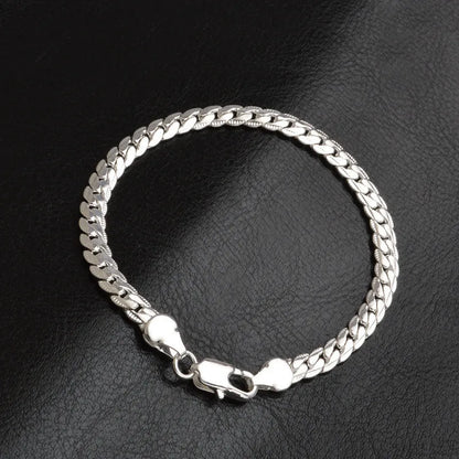 925 Sterling Silver Bracelet 6mm 18/20cm Flat Side