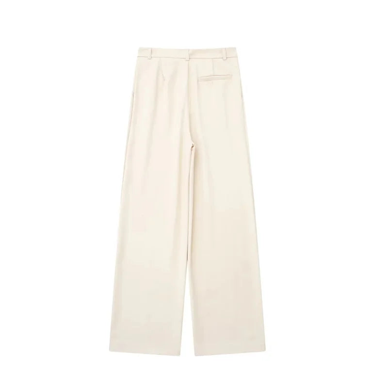 Women's Pants Beige Grey Black Wide Leg Pants