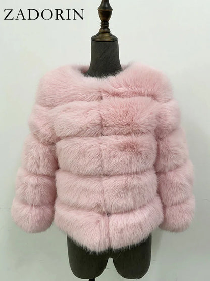 Mink Coats Autumn Winter Fluffy Black Faux Fur Coat