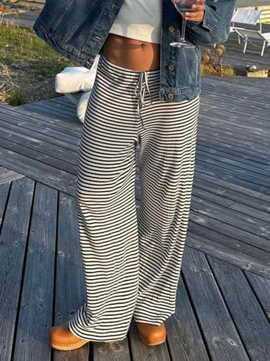 Striped Low Waist Straight Pants