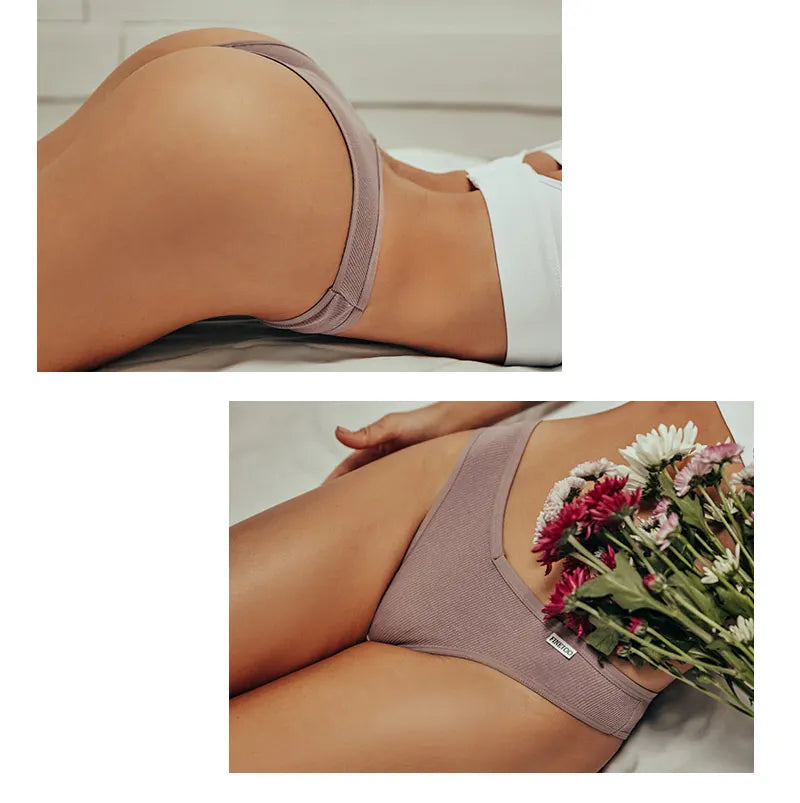 5Pcs/Set Women Cotton Brazilian Panties V Waist