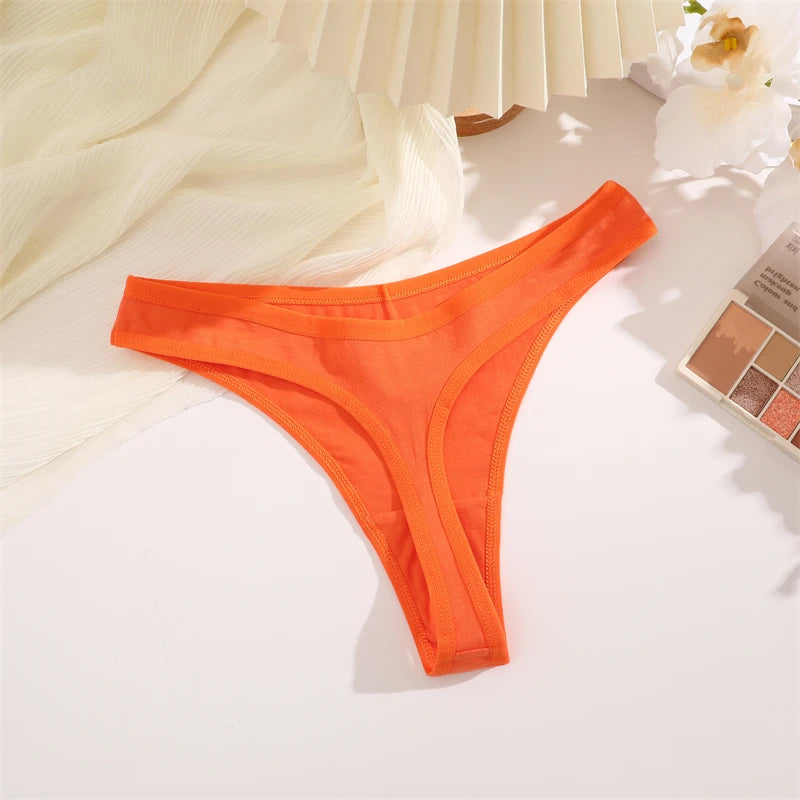 4PCS Women Cotton Thongs Female Sexy Low Waist Panties