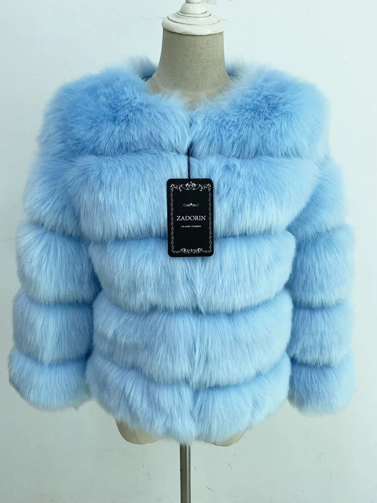 Mink Coats Autumn Winter Fluffy Black Faux Fur Coat