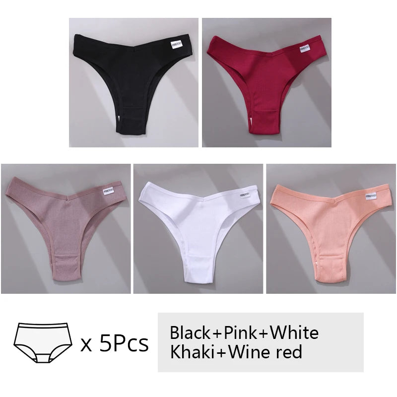 5Pcs/Set Women Cotton Brazilian Panties V Waist