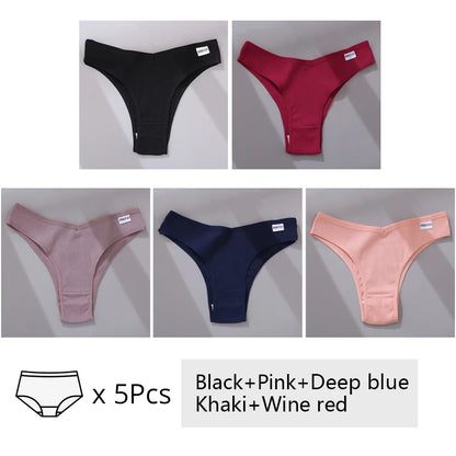 5Pcs/Set Women Cotton Brazilian Panties V Waist