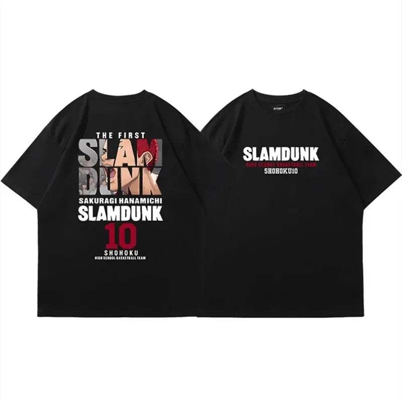 Anime Slam Dunk Print T-Shirt Men's Oversized