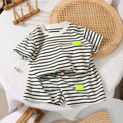 2Pcs Fashion Children Short Sleeve Shorts Sets Summer Kids