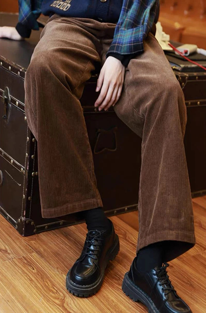 Retro High Waist Corduroy Pants