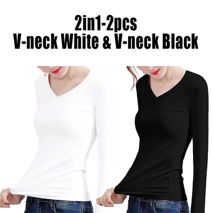 O Neck V Neck Long Sleeve Shirt