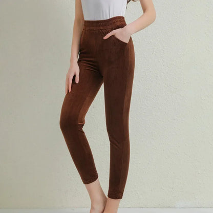 Plush Thick Casual Pants Women Corduroy Warm Pants