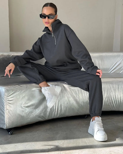 Women's Tracksuit with Zipper Cotton Oversize