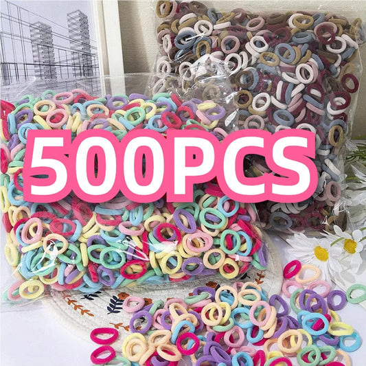 100/300/500 pcs Girls Colorful Elastic Hair Bands