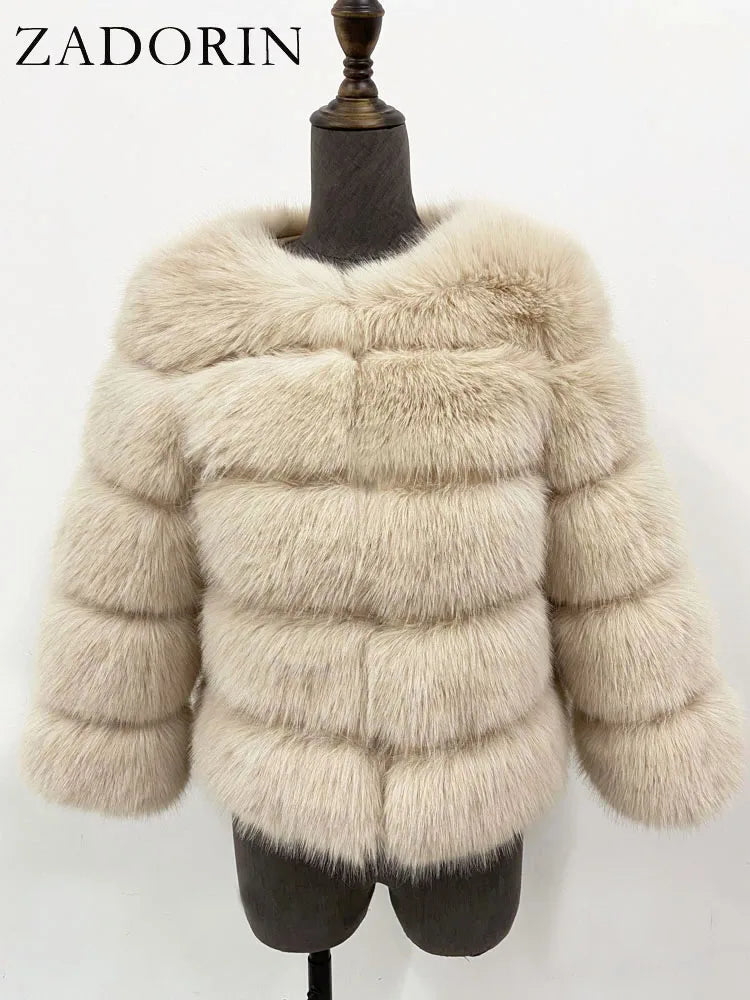 Mink Coats Autumn Winter Fluffy Black Faux Fur Coat