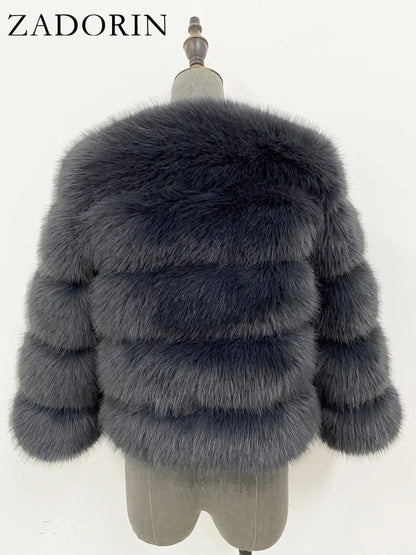 Mink Coats Autumn Winter Fluffy Black Faux Fur Coat