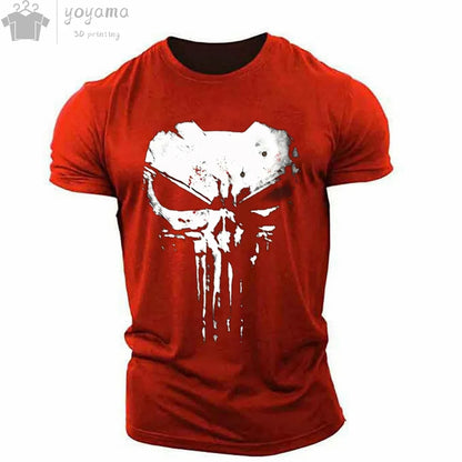 T Shirt 3d Print Military Patriotic Skull O-Neck