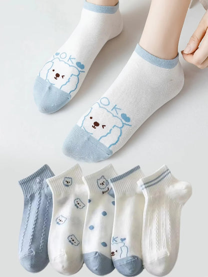 10 Pairs Women Cartoon Patterned Socks Trendy