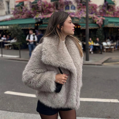 New Fashion Gradient Fluffy Fur Coat