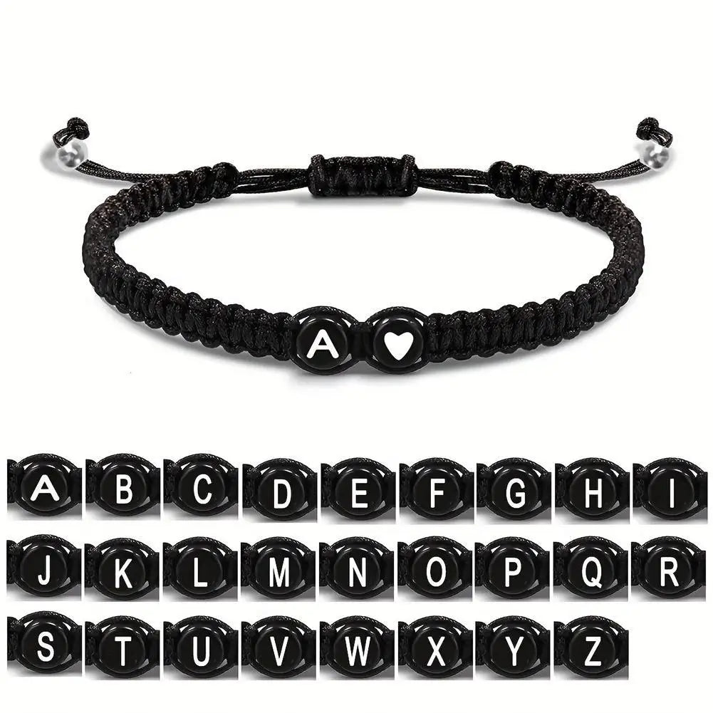 26 Letters Initial Heart Bracelets Handmade Adjustable A-Z