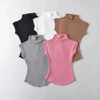 Summer Sexy Turtleneck Sleeveless T-Shirts