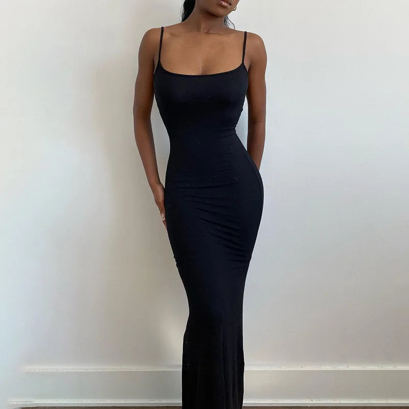 Satin Slip Sleeveless Backless Maxi Dress