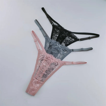 3Pcs Lace Thongs Women Lace Low Waist Panties